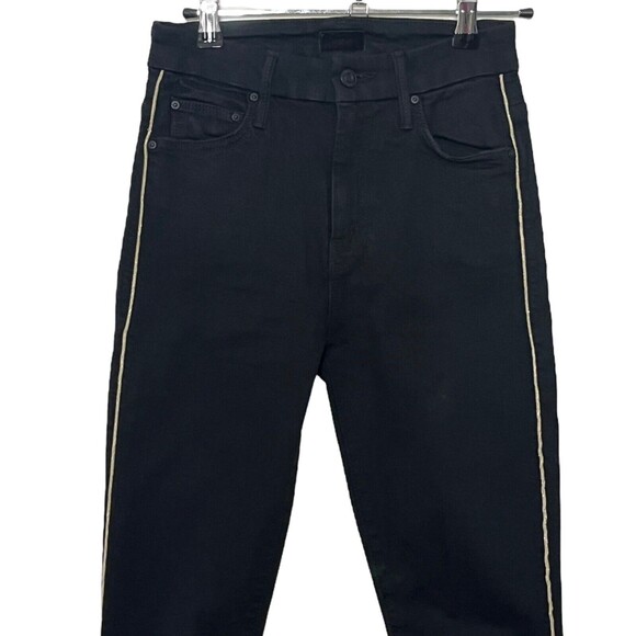 Mother Looker Skinny Jeans High Waisted Hemmed Not Guilty Black 24 - Picture 2 of 11